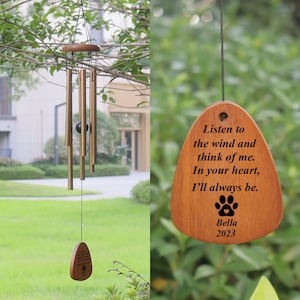 Pet Memorial Wind Chime, Personalized Pet Loss Memorial Wind Chime, Dog Cat Loss Sign for Garden, Pet Lose Remenbering Gift.
