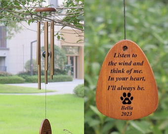 Personalized Pet Memorial Wind Chime, Custom Pet Loss Gift, Dog Remembrance Keepsake, Cat Sympathy Gift, Chime with Pet Name and Date