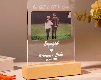 Custom Engaged Gifts For Couple, Personalized Photo Plaque For Wedding Gifts, Engaged Night Light For  Anniversary Gift, Birthday Gifts