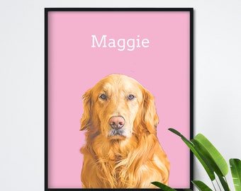 Custom Pet Portrait Canvas Print: Dog & Cat Memorial Art