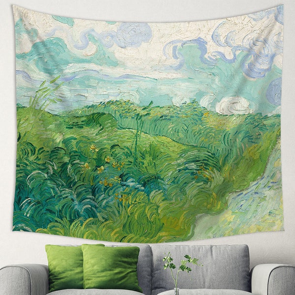 Van Gogh Tapestry, Green Wheat Fields By Van Gogh, Van Gogh Fabric, Van Gogh Backdrop