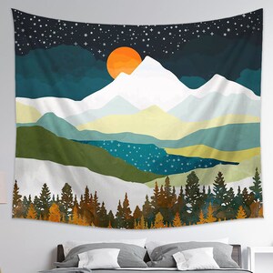Mountain tapestry, Mountain wall hanging, Mountain Wall Art, Forest tapestry