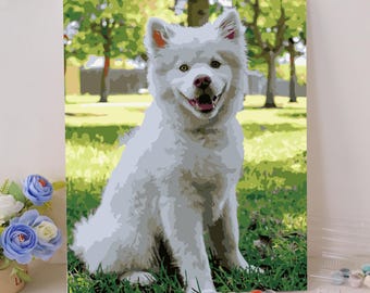 Personalized Dog Cat Portrait from Photo, Custom Pet Paint by Numbers, DIY Canvas Painting Kit, Gift for Pet Lovers