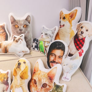 Personalized memorial pillow featuring a beloved pet’s face - custom pet keepsake for remembrance