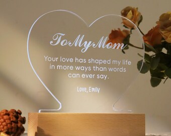 Mother Gift Custom Name Night Light, Made Just For Mom, Personalized Keepsake Lamp, High Quality Birthday Present for Her