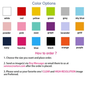 Puede incluir: Tabla de opciones de color para un producto personalizado. La tabla muestra 18 cuadrados de colores diferentes con el nombre de cada color escrito debajo. El texto debajo de la tabla dice "&iquest;C&oacute;mo ordenar?" y proporciona instrucciones para ordenar un producto personalizado.
