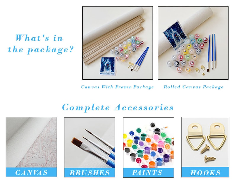 Pode incluir: Um kit de pintura por n&uacute;meros com uma cena de inverno na tela. O kit inclui uma tela, pinc&eacute;is, tintas e ganchos para pendurar a pintura finalizada.