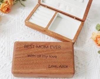 Personalized Wood Jewelry Box with Custom Name, High Quality Keepsake for Mom, Thoughtful Mother's Day Gift