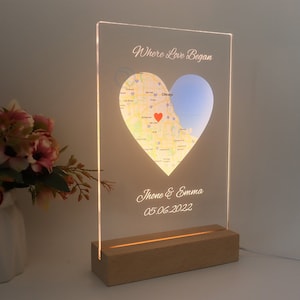 Custom Map Plaque, Where Love Began, Where We Met, Our First Date, Where It All Began, Anniversary Gift, Engaged Gifts, Gift For Her Him