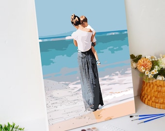 Personalized Gift for Mom, Custom Paint by Numbers from Photo, Mother Birthday Gift, Mother’s Day DIY Painting Kit