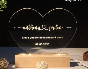 Gifts For Girlfriend Boyfriend, Custom Name Night Lights, Anniversary Gifts For Wife Husband, Couple Engaged Gifts, Valentine's Gifts