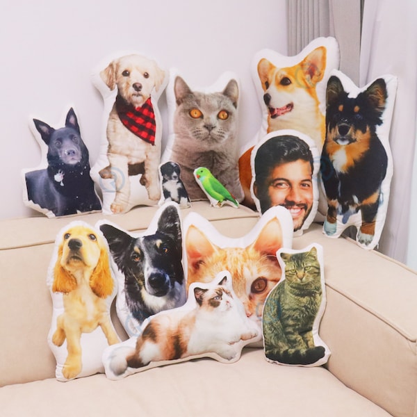 Custom Pet Pillow from Photo, Personalized Dog Pillow, Cat Pillow, Stuffed Animal Pillow, Pet Shaped Pillow, Cushion Gift for Pet Lovers