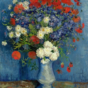 Paint By Number Kit Vase with Cornflowers and Poppies By Vincent Van Gogh Paint by number kit adult Diy paint by number image 1