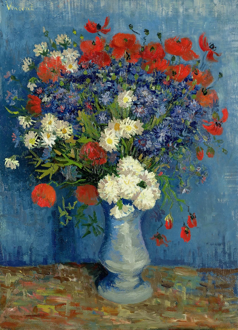 Paint By Number Kit Vase with Cornflowers and Poppies By Vincent Van Gogh Paint by number kit adult Diy paint by number image 1