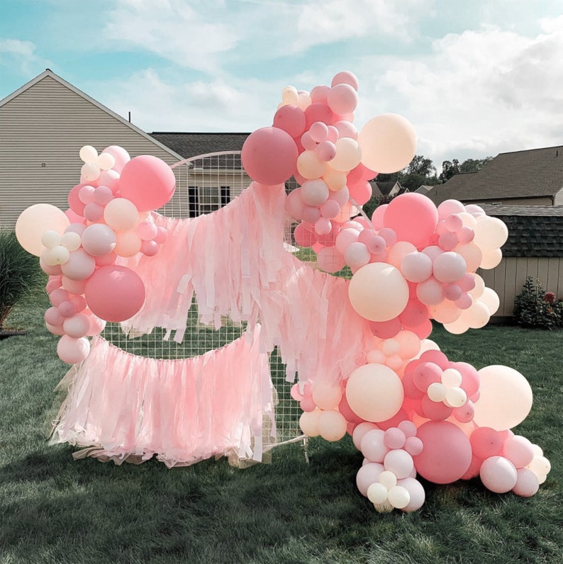 Bubble Pink Streamer Backdrop tulle Table Skirt DIY Kit Etsy