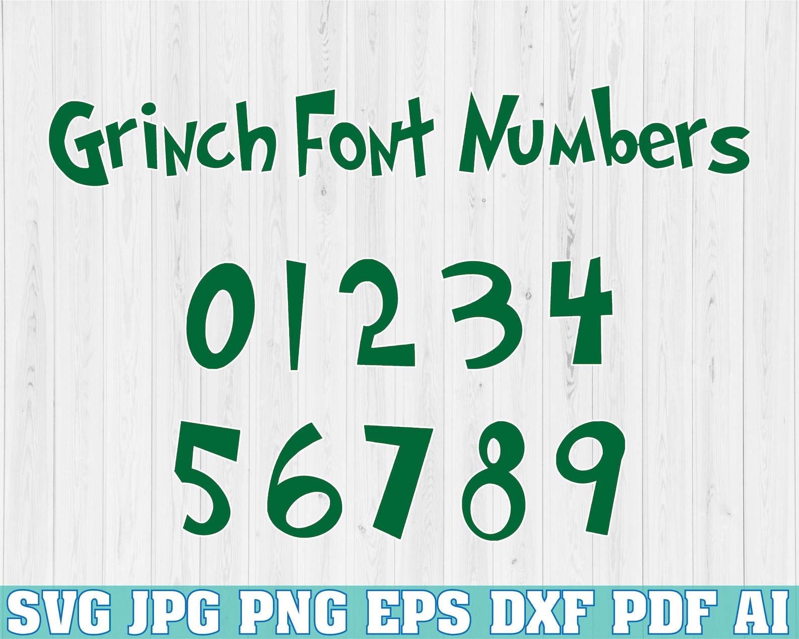 Grinch Font and Numbers Svg TTF Installable Grinch Svg Clip Etsy