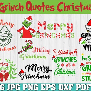 8 Grinch Christmas Quotes Svg Grinch Svg Font Svg Elve Clip | Etsy