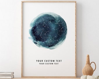 Custom Star Map Print - Personalized Gift | Night Sky Print, Constellation Print | Wedding Gift | Gift for Women, Anniversary Gift for Men