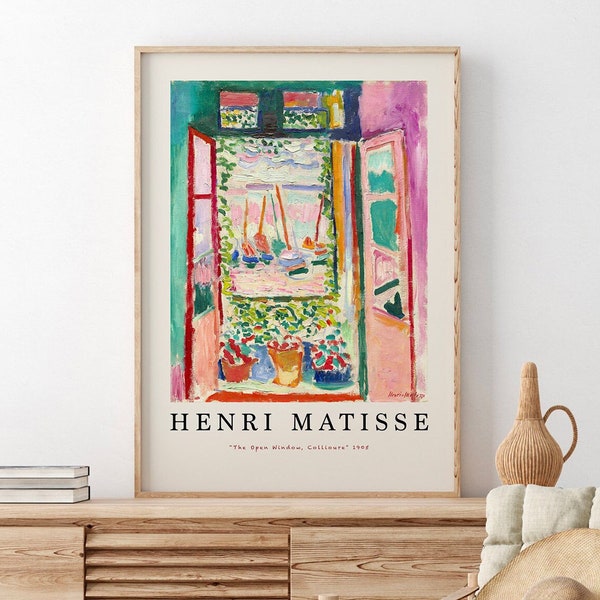 Henri Matisse The Open Window, Matisse Poster Exhibition, Pink Art, Mid Century Modern,Expressionism, Fauvism, Home Decor, Matisse 1905