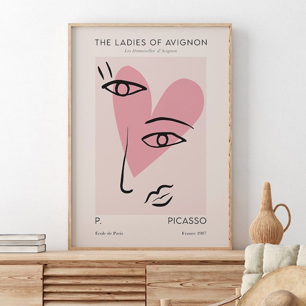 Exhibition Poster, Picasso Art Print The Ladies of Avignon, Museum Poster, Picasso Wall Art,Mid Century Modern Minimalist Home Decor