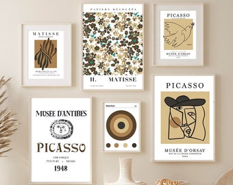 Gallery Wall Set of 6, Exhibition Poster Set, Matisse Print, Picasso Prints, Gallery Mix Set, Modern Print Set, Mid Century Modern Wall Art