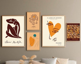 Gallery Wall Set of 5, Exhibition Poster Set, Matisse Print, Picasso Print, Gallery Mix Set, Flower Market Poster, Printable Wall Set