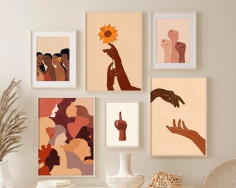 Feminist Set Of 6 Print, Gallery Wall Set, Feminist Wall Collage, Influential Women Posters, Feminist Poster Set, Nursery, Feminist Wall Art