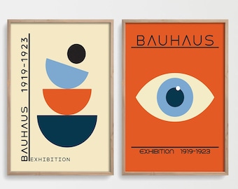 Bauhaus Wall Art Set of 2 Eye print, Bauhaus Printable, Bauhaus Ausstellung Poster, Geometric Art, Bauhaus Digital Download, Bauhaus Design
