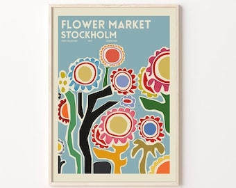 Flower Market Stockholm, Flower Market Print, Flower Market Poster, Home Decor Wall Art,Florist Gift, Flower Wall, Flower Shop, Flower Print