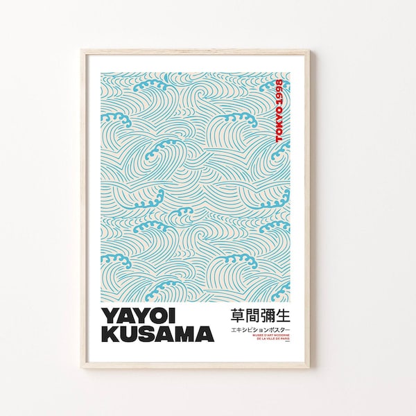 Japanese Waves, Kusama Print, Japanese Art Print, Kusama Poster, Japanese Vintage Poster, Digital Download, Vintage Japanese Print