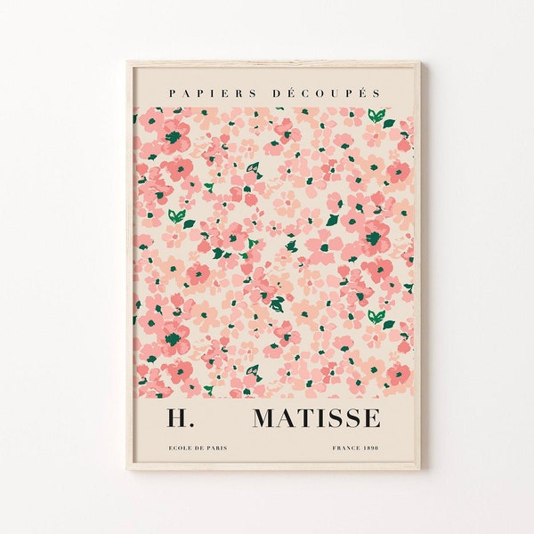 Flower Market Prints, Pink Matisse Flower Poster, Digital Download, Matisse Cut Out, Matisse Plant Print, Tokyo Flower, Printable Poster