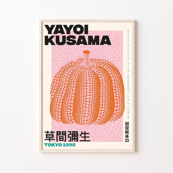 Yayoi Kusama Pumpkin Art Print, Digital Download, Printable Poster, Japanese Art Kusama Digital Print, Yayoi Kusama Poster