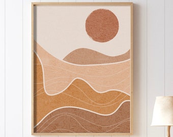 Mid Century Modern Desert Print, Landscape Print, Southwestern Decor, Desert Art, Mountain Print, Modern Abstract Wall Art
