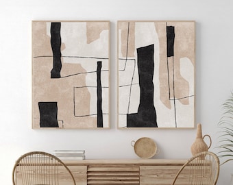 Neutral Wall Art Bohemian Decor Gallery Wall Set, Boho Wall Art Prints Set of 2, Abstract Art, Minimalist Decor Printable Wall Art