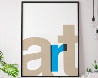 Art-Inclusive Typography Art Print - Modern Home Decor, Digital Download, Beige, Blue, White, Black