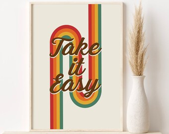 Take it Easy Retro Quote Digital Prints Wall Art,Digital Download Wall Print, Digital Prints Download, Retro Wall Decor, Printable Wall Art