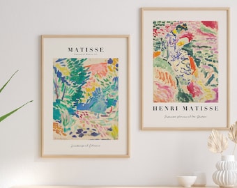 Matisse print set of 2, Exhibition Poster Set of 2 Digital Download Henri Matisse art, Gallery Wall Set Pink Matisse Artwork