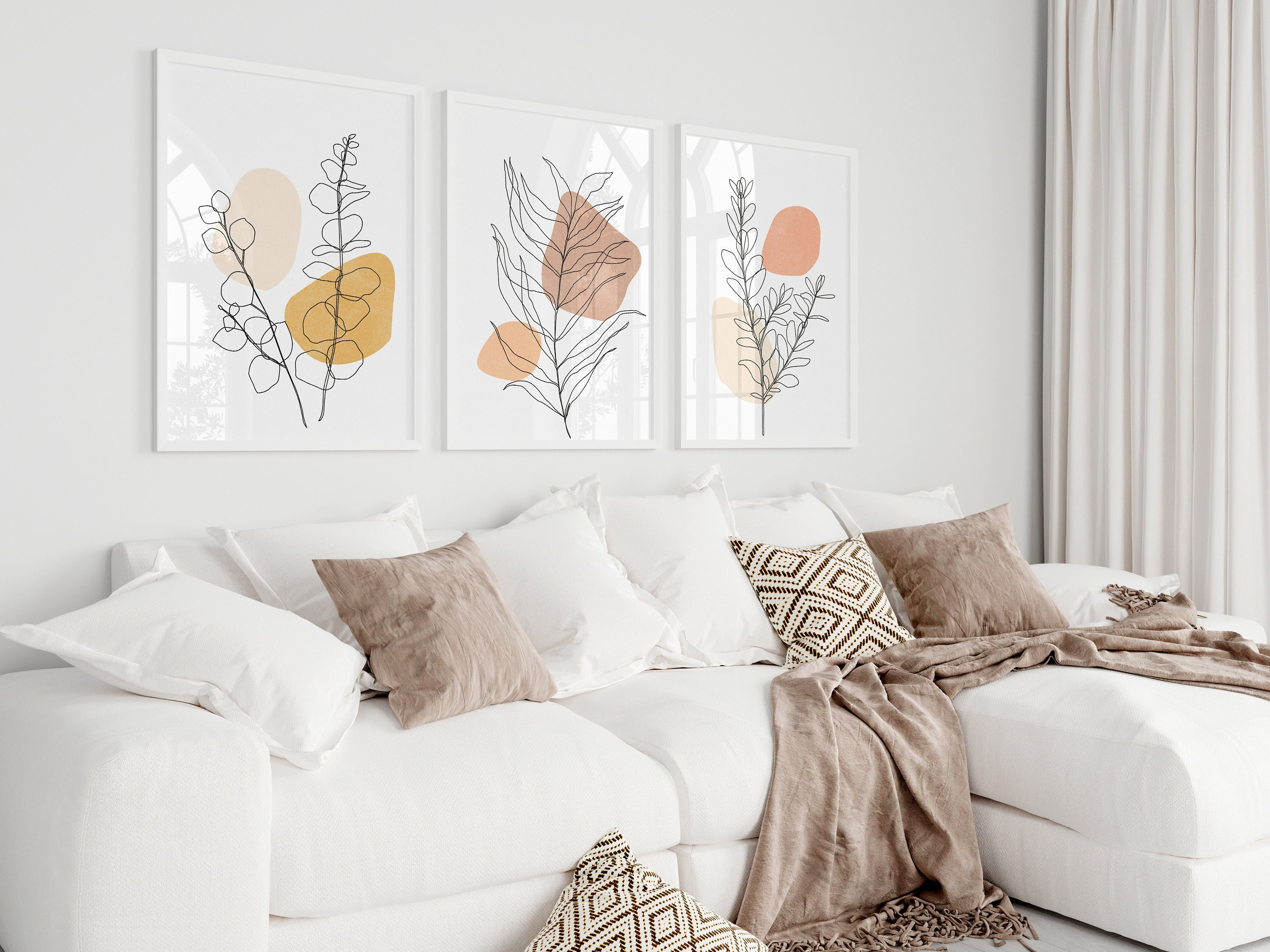 Abstract Botanical Wall Art Print Set of 3 Decor Botanical - Etsy