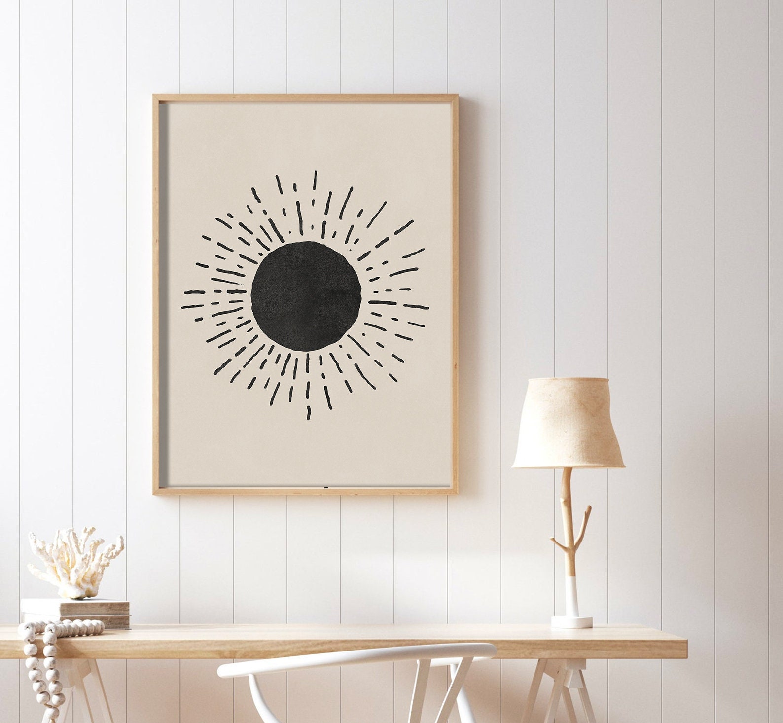 PRINTABLE Black Sun Wall Art Boho Sun Print Wall Decor Etsy