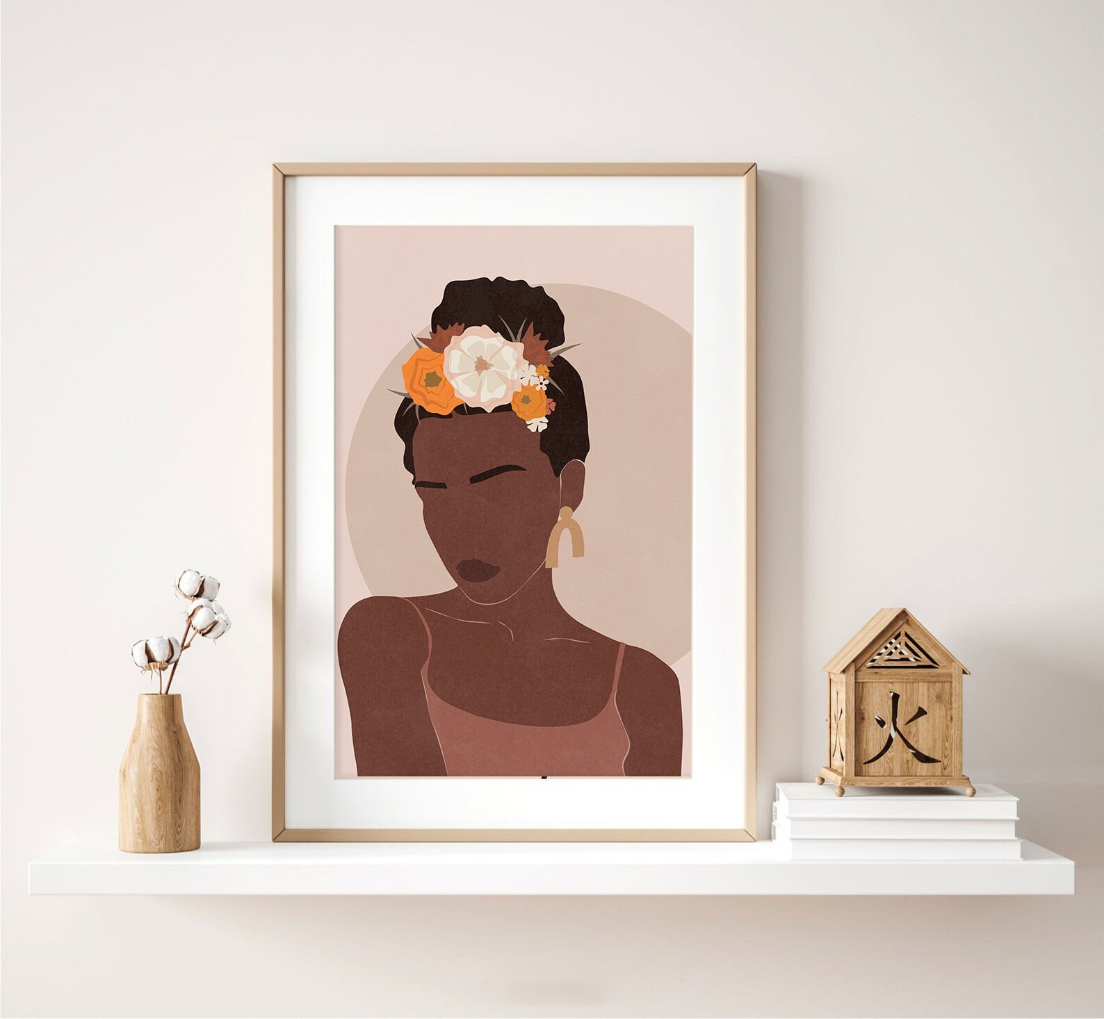 Flower Girl Wall Art Instant Download Botanical Print Black Etsy