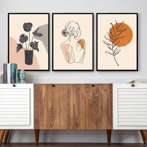 Boho Living Room Wall Art, Gallery Wall Set of 3, Modern Home Decor, Wall Decor Living Room, Printable Wall Art, Abstract Room Decor bild 3