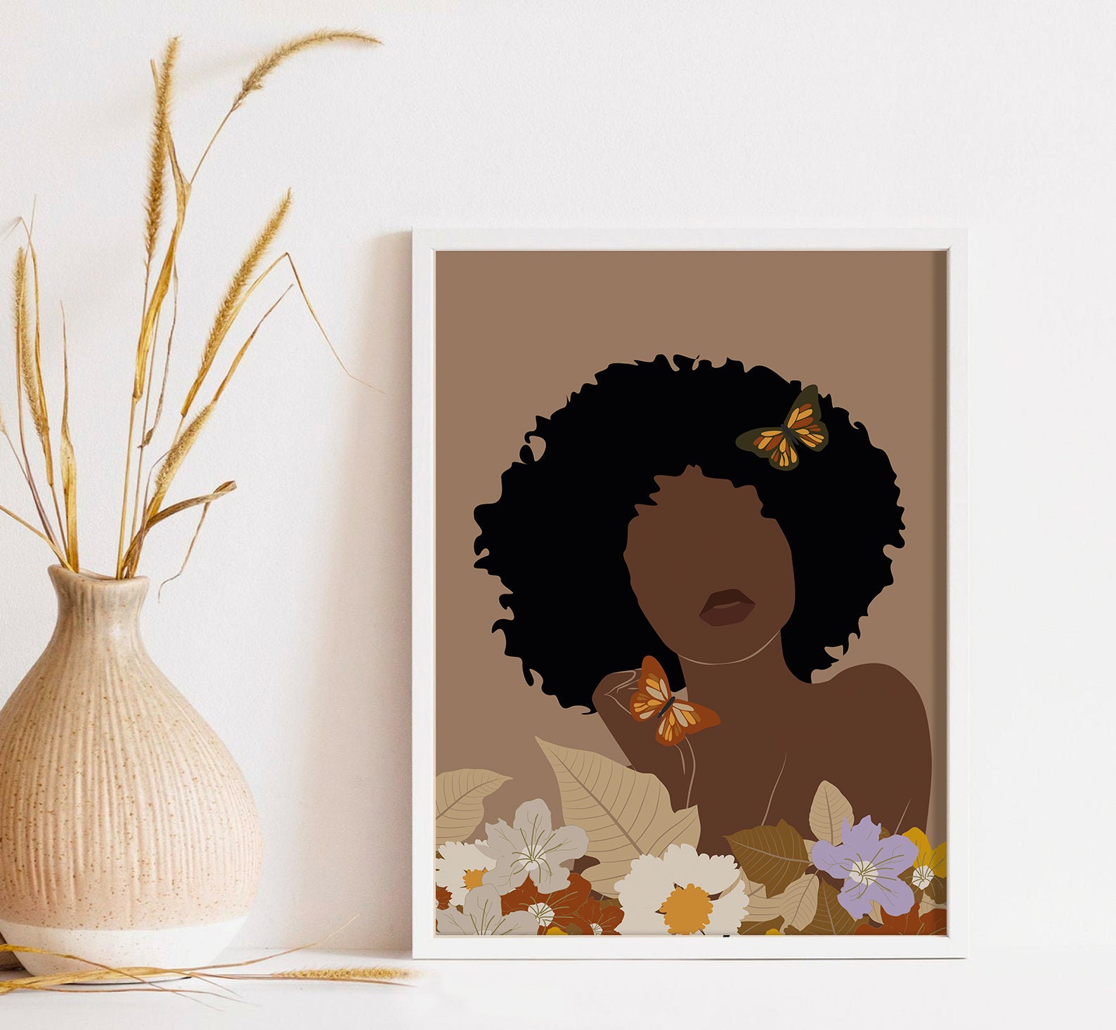 Mid Century Modern African American Afro Woman Printable Wall Etsy