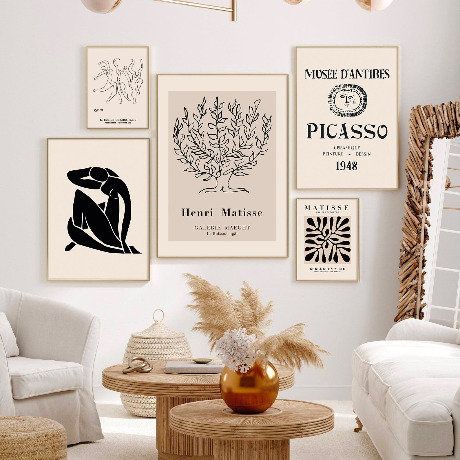Aesthetic Gallery Wall Art Set of 5 Prints Beige Neutral Etsy
