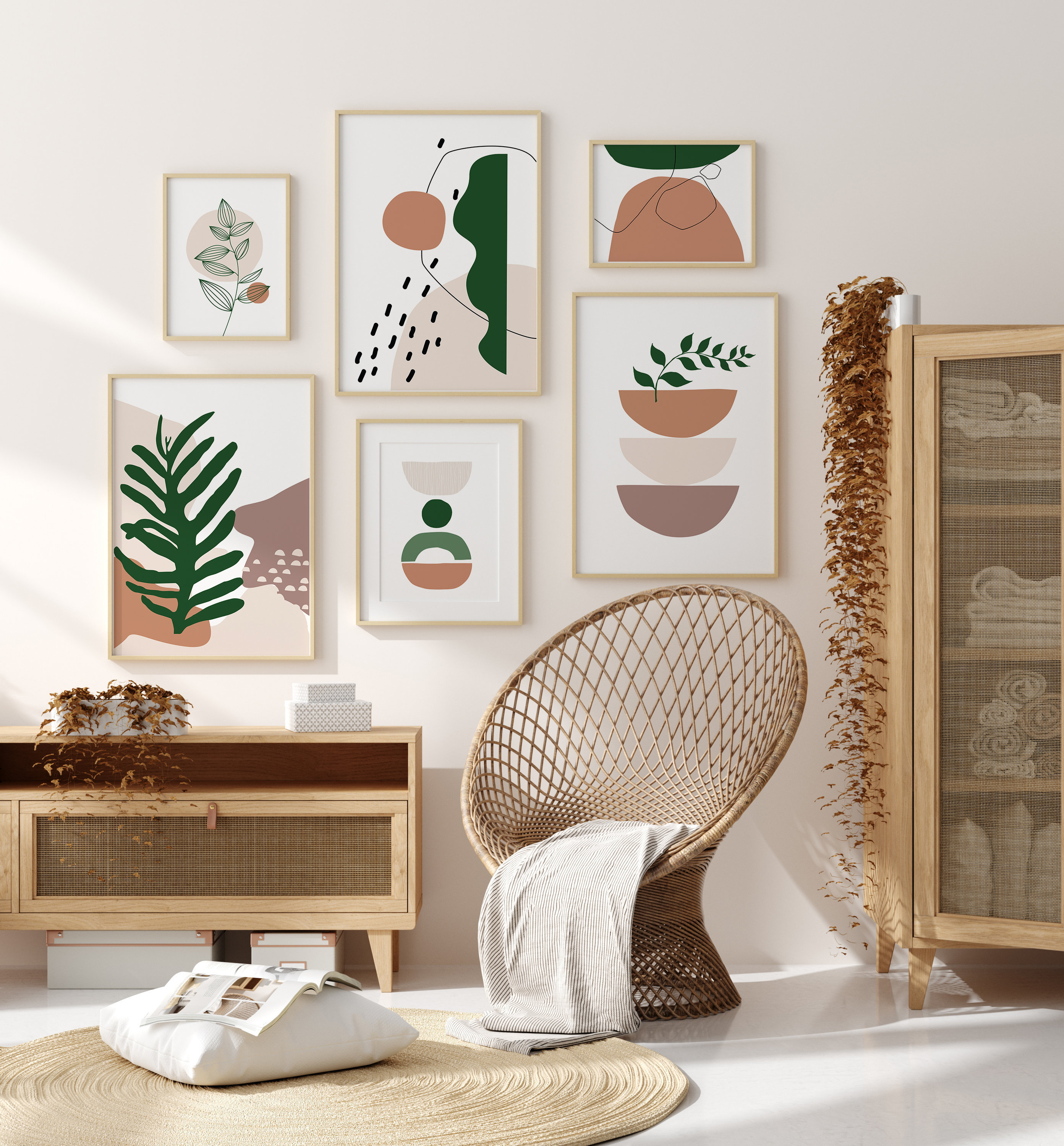 Gallery Wall Set of 6 Prints Boho Modern Printable Wall Art Etsy