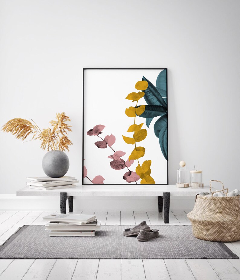 Botanical Mid Century Modern Abstract Print Wall Art Set of 2 ...