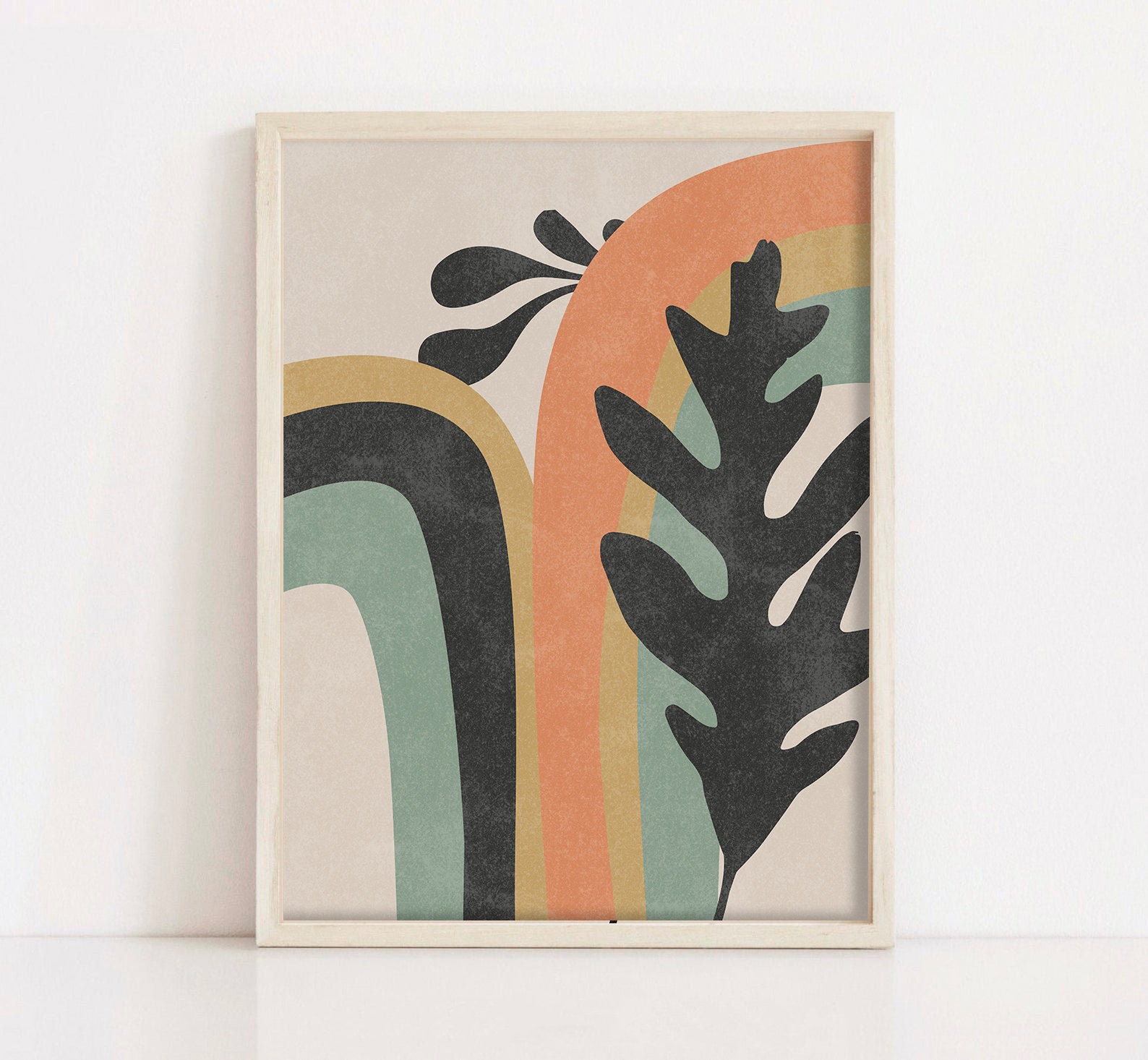 Mid Century Modern Abstract Botanical Print Wall Art Decor | Etsy
