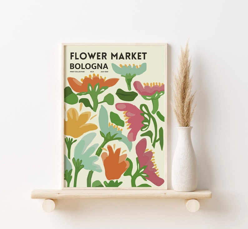 Flower Market Poster Bologna Flower Market Poster Florist Etsy