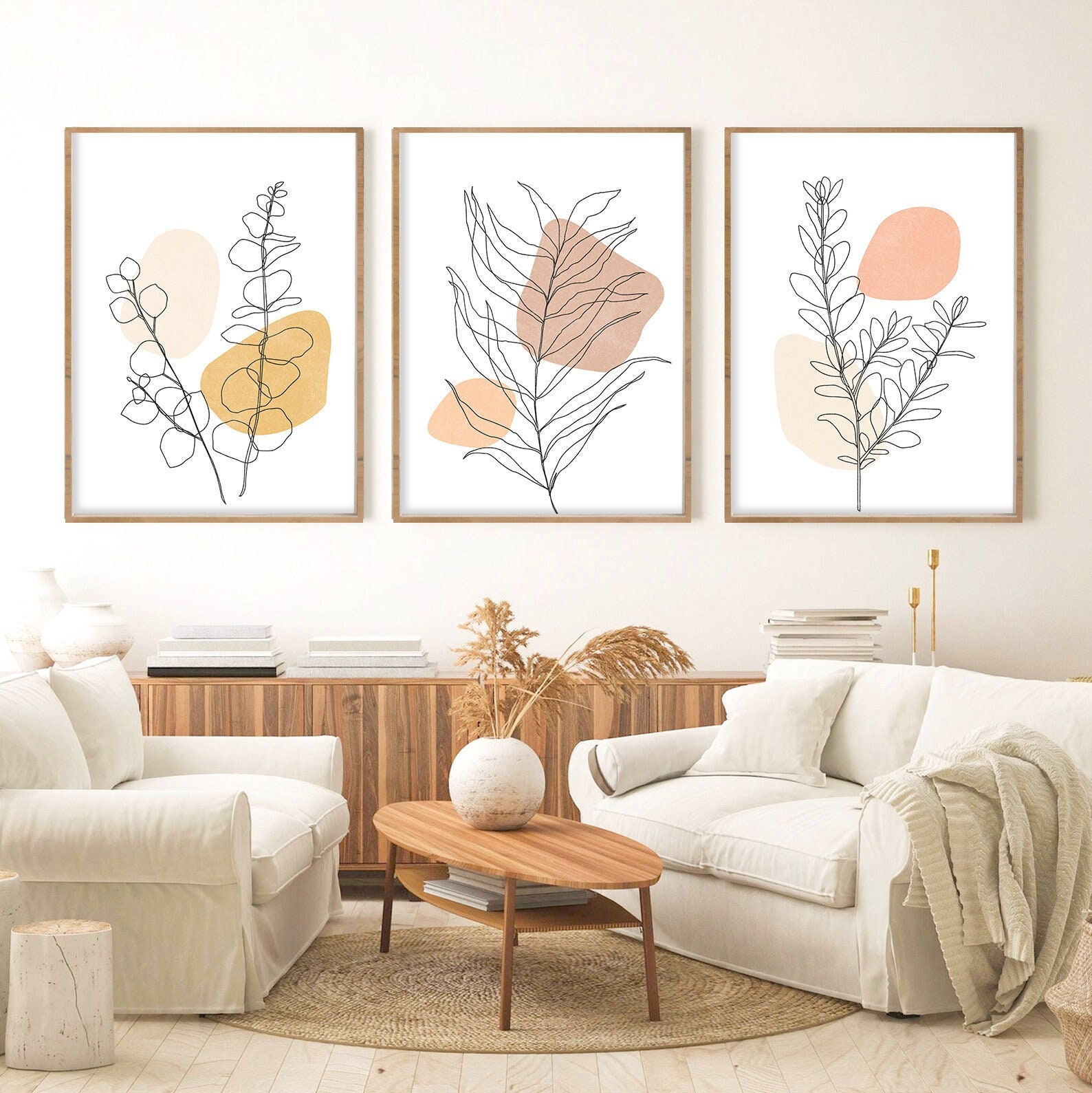 Abstract Botanical Wall Art Print Set of 3 Decor Botanical - Etsy