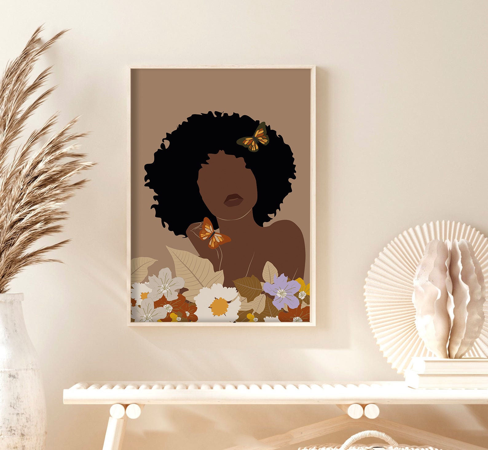 Mid Century Modern African American Afro Woman Printable Wall Etsy