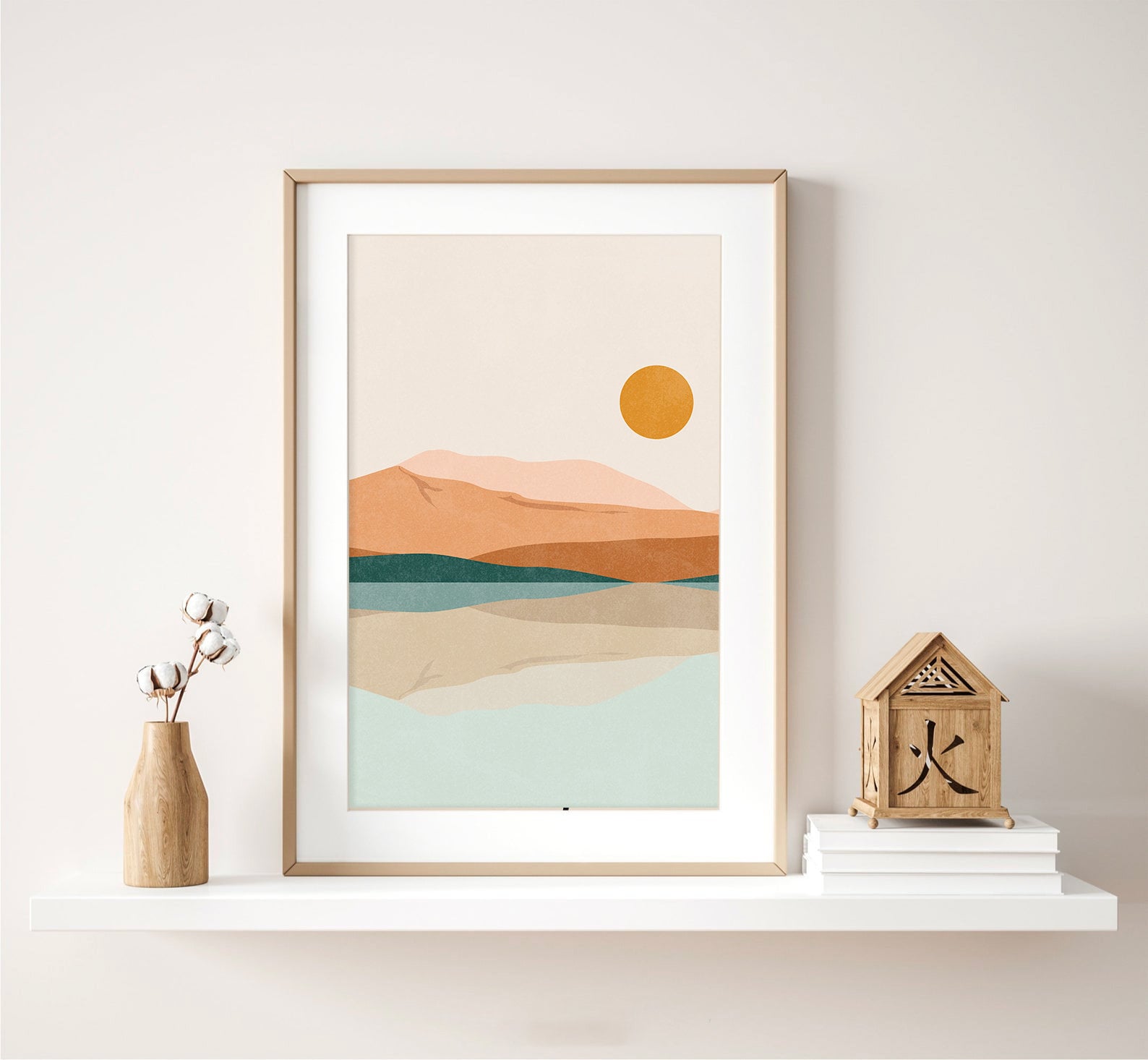 Landscape Wall Art Colorful Trees and Lake Print Bedroom Etsy